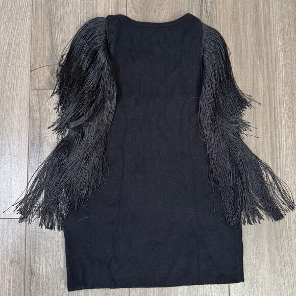 J.Crew Cashmere Fringe-Trim Sweater Tank Sz S Black Stretch Fitted Soft Pullover - Picture 6 of 8